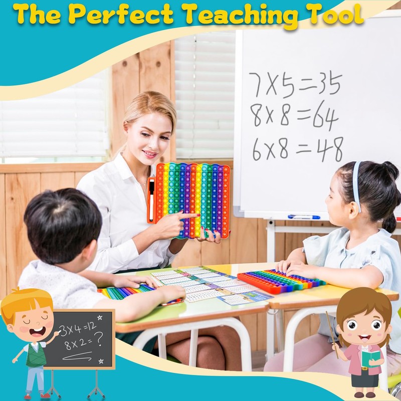 Multiplication Flash Cards + Fidget Multiplication Chart,Math Flash Cards,Suitable for