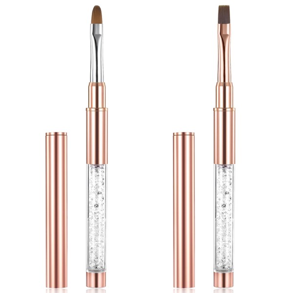 LXUEJIE 2Pcs Oval & Flat UV Gel Nail Brush Set
