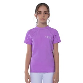 TIZAX Girls' Short-Sleeved UV Swimming Shirt Children's Swimming Shirt UPF 50 + Quick-Drying Rash Guard, Light purple