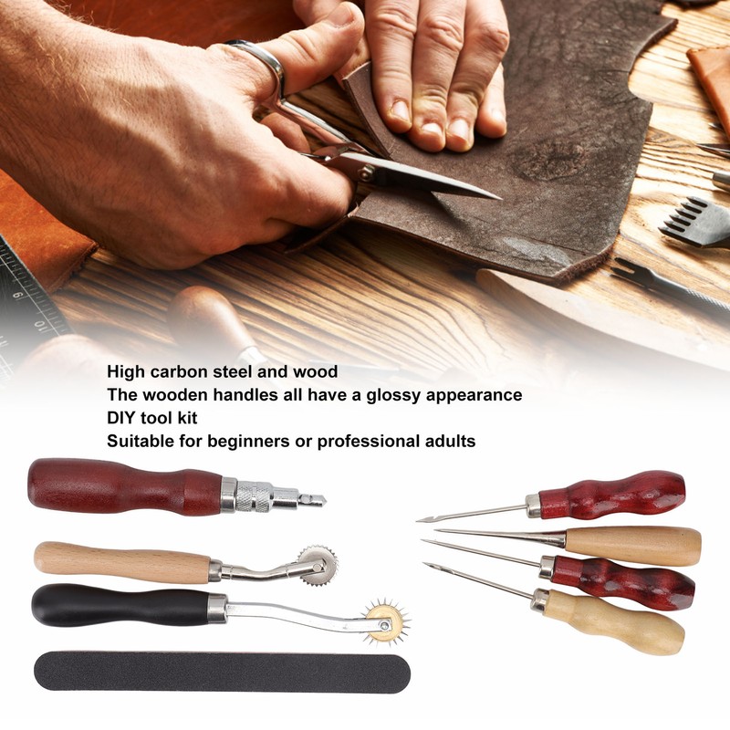Leather Working Kit DIY Making High Carbon Steel Wooden Handles