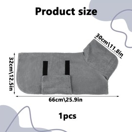 YIZWINS Bathrobe for Dogs, Microfibre Dog Bathrobe, Dog Towel Extra Absorbent, Bath Towel, Dog Bathrobe, Dog Dry Coat with Velcro Fastening for Small, Medium Dogs, Cats (Grey, M)