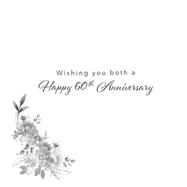 Noel Tatt Milestone Diamond Wedding Anniversary Card - 60 Years - Love Heart Wreath with Flowers & Butterflies - Eco-Friendly & Recyclable