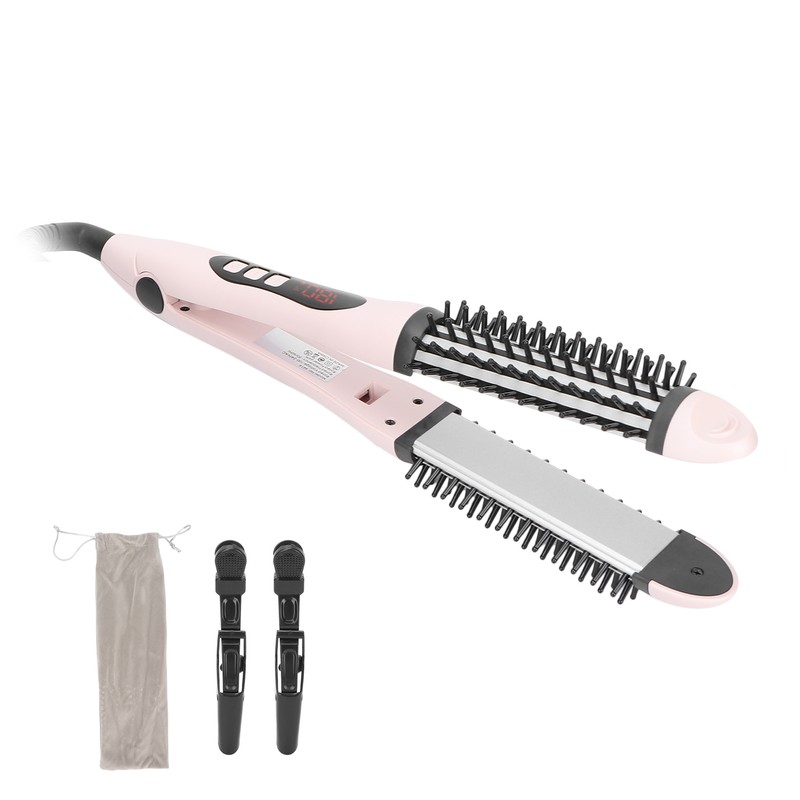 2‑in‑1 Hair Straightener Flat Iron Hot Round Brush Hair Straightening