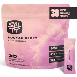 SALTT Electrolytes Powder Flavored Drink Mix - Booyah Berry - 30 Hydration Packets - Magnesium, Potassium, Sodium, Trace Minerals - Zero Sugar & Gluten Free - Travel Essentials - By Keto Chow