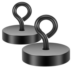 Neosmuk Magnetic Ring Hooks, 45 kg Heavy Duty Extra Strong Magnetic Hook with Eye Bolt for Cruise Cabin, Magnetic Eyelet Hanger for Hanging, Cruise Essentials Hooks (Black, Pack of 2)