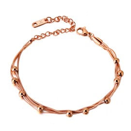 Kim Johanson® Kala Stainless Steel Women's Anklet in Silver, Gold & Rose Gold, Multi-Row Anklet with Many Solid Balls, Waterproof, Boho Jewellery for Women, Adjustable Length, Jewellery Bag, Stainless