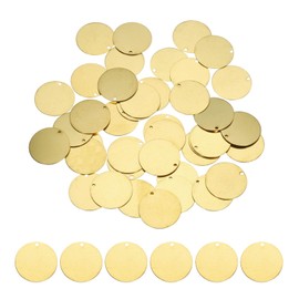 QUARKZMAN Pack of 40 Brass Round Stamping Blanks DIY Label Tags 20 mm / 0.79 Inch for Crafts, Pendant Decoration, 1.2 mm/0.05 Inch Single Sided Hole, Yellow, Brass