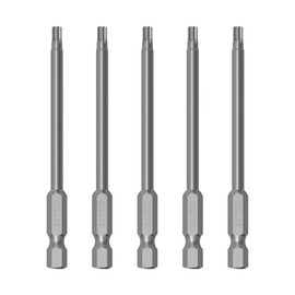 FOCMKEAS 5PCS T20 Magnetic Tamper Proof Torx Screwdriver Bits, 1/4 Inch Hex Shank 5.9 Inch Length S2 Steel Security Drill Torx Head Drill Screw Driver Tools(150mm Long, Star 6 Point)