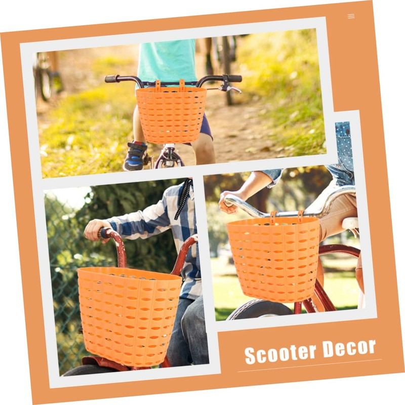 Outanaya 1Set Woven Scooter Basket Durable Plastic Bike Basket for