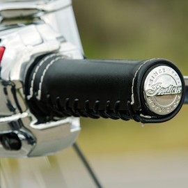 Indian Motorcycle Handlebar Grip Wraps, Pair, Genuine Leather, Black, for Specific Chief, Chieftain, Challenger, Roadmaster, Springfield, Pursuit Models and More, for Comfortable Grip - 2879999-01