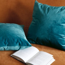 Pagnanno. Set of 2 Soft Velvet Cushion Covers 45x45cm(18x18 Inches) Plain Throw Pillowcases Square Cushion Covers for Chairs,living room,bedroom with Invisible Zipper ((Pack of 2), Turquoise)