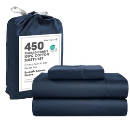 LANE LINEN Twin XL Sheets - 3 Pc XL Twin Sheet, 450 Thread Count 100% Cotton Twin XL Sheet Sets, Breathable College Dorm Sheets Twin XL Set, Luxury Cotton Sheets, Cooling Sheets Twin - Estate Blue