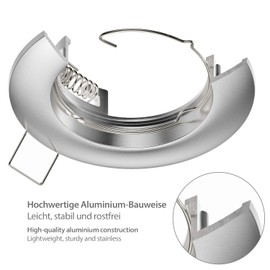 ledscom.de Circ Ceiling Mounting Frame Aluminium Mounting Frame Matt Chrome (LED/Halogen/MR16/50 mm) with GU5.3 Socket