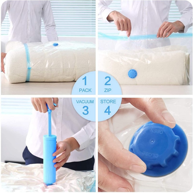 Vacuum Clothes Storage Bags with Zip and Pump, Large Storage