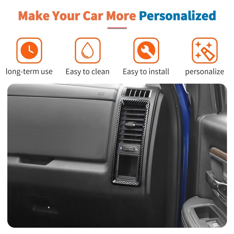 JeCar 4pcs Carbon Fiber Interior Trim Kit for 2010-2017 Dodge