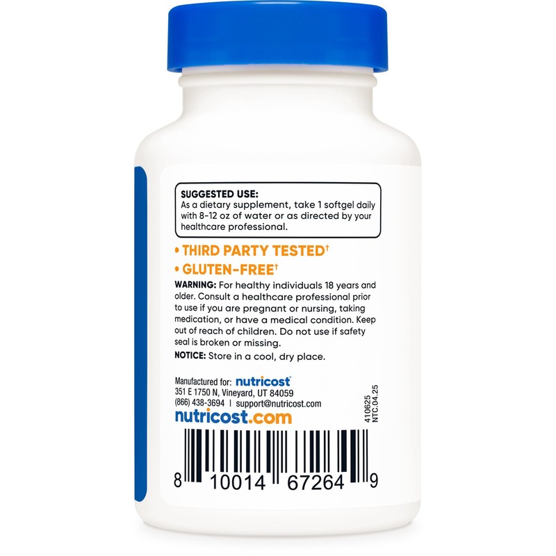 Nutricost Vitamin K2 MK-7 100 mcg, 240 Softgels - Gluten