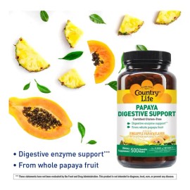 Enzimas Papaya Masticables Country Life 500 Tabletas