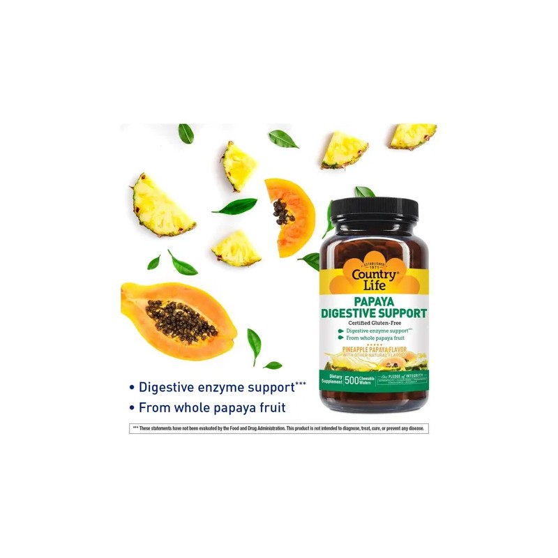Enzimas Papaya Masticables Country Life 500 Tabletas