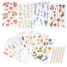 WANDIC 16 Sheets Transfer Stickers Set, 8 Styles Flowers Decals Floral Stickers for Scrapbook Journal Sticker Handicraft Decor,4 * 6in