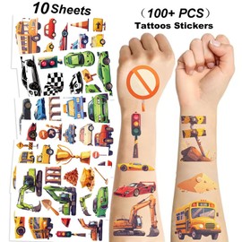 90PCS Transportation Temporary Tattoos Stickers Cars And Trucks Vehicle Tattoos Themed Birthday Party Favors Decorations Supplies for Kids Boys Girls Gifts Goodie Bags Fillers Prizes Rewards