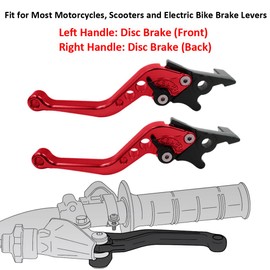 MOCNT 1 Pair Motorcycle Brake Levers 22 mm Motorcycle Clutch Lever Adjustable CNC Aluminium Brake Lever Double Disc Brake Clutch Handlebar Clutch Brake Lever Red