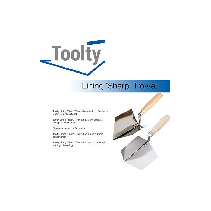 Toolty Stainless Steel Lining, Plastering Trowel - Internal Corner Trowel