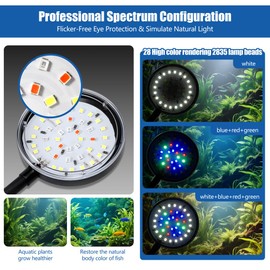 Novique Clip On Aquarium Light 8W LED Fish Tank Light with Full Spectrum & Dimmable Brightness USB Moving Aquarium Lamp for 1-5 Gallon Betta Fish Tanks