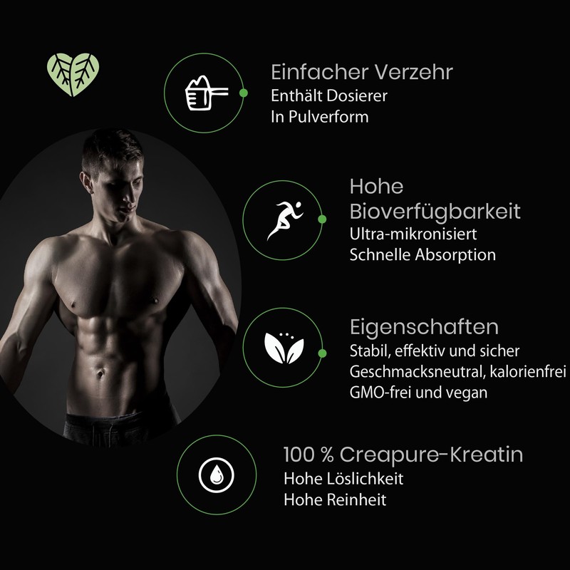 Foodelis Creapure® Creatine Monohydrate Powder 500 g - 100% Pure