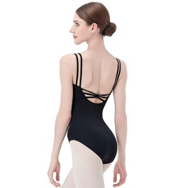 s.lemon Women's Backless Camisole Spaghetti Jerseys for Dance Ballet Gymnastics, black