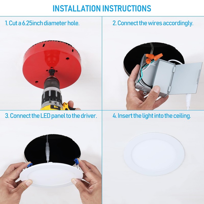 TORCHSTAR 6 Inch Ultra-Thin LED Recessed Light with Junction Box,