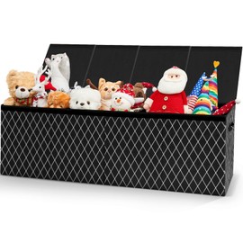 Patelai Extra Large Toy Chest with Lid Collapsible Toy Storage Organizer Kids Toy Bins Baskets Large Toy Box for Boys Girls Living Room Nursery Playroom(49.2 x 13 x 15.7'',White Rhomboid)