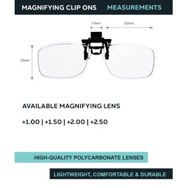 Phillips Safety Products, Inc. Clip-On Magnifying Reading Glasses, (+2.00 Magnification)
