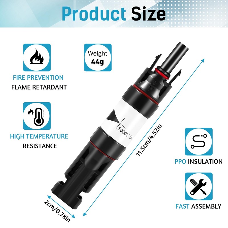 Nudiuhis Solar Plug with Diode Waterproof PV Plug DC1000V 20A