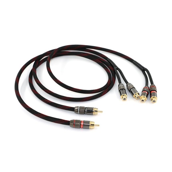 Bubiercaes RCA Splitter Cable, 1ft Shielded Audio Y-Adapter, 1-Male to