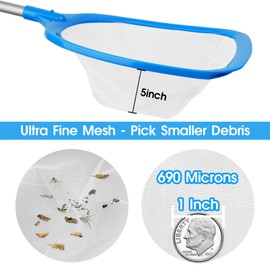 TidyMister TidyMister Hot Tub Skimmer Spa Net with 12' Aluminum Pole Ultra Fine Mesh Net Handy Leaf Skimmer for Small Above Ground Pools Pick Up Fine Debris Lightweight Net