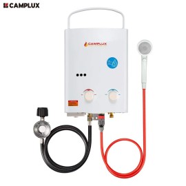 Camplux Tankless Water Heater LPG Gas Instant Hot Boiler Portable Camping Shower - White Water Heater