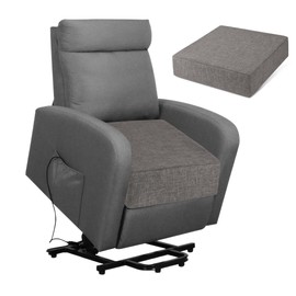 FlyGulls Recliner Cushions for Elderly 20"x20"x5" Extra Large Seat Cushion for Couch Armchair Wicker Chairs Square Chair Cushions with Non-Slip Backing and Textured Washable Cover Light Grey