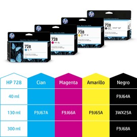 HP Cartucho de Tinta Original de 130 ml Cian (F9J67A) para impresoras DesignJet T830 MFP y T730 de Gran Formato