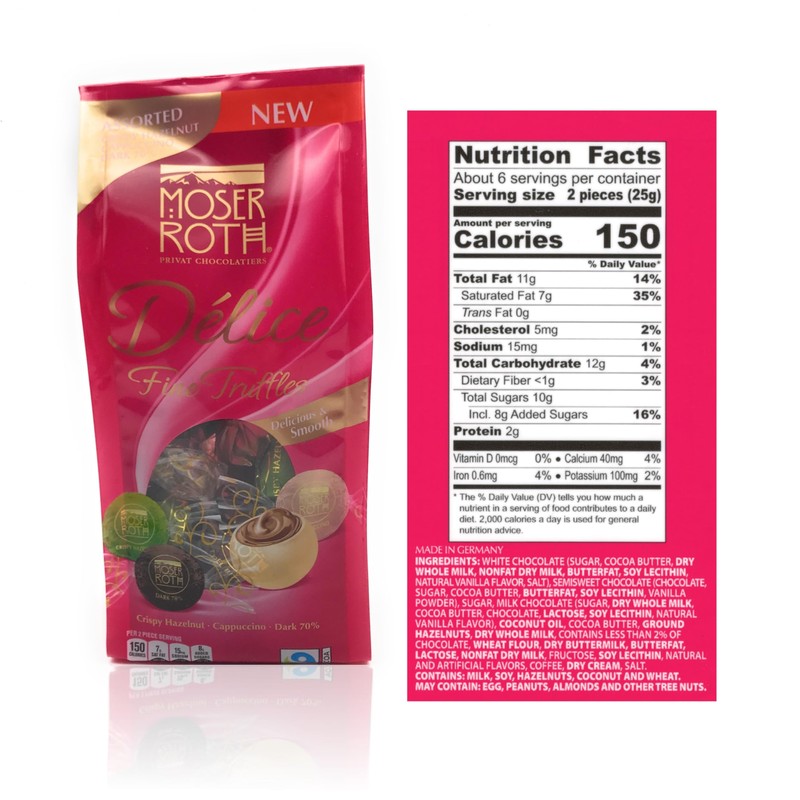 Moser Roth Délice Fine Chocolate Truffles (Pack of 1, Assorted