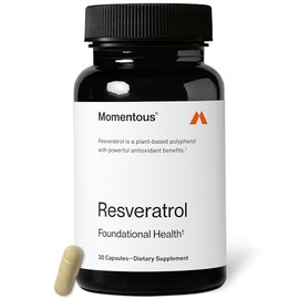 Momentous- Suplemento de Resveratrol 450mg TransResveratrol para Envejecimiento Saludable, Apoyo Cerebral y Corazón NSF Ce                            