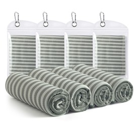 RDEKISS 4 Pack Cooling Towels for Hot Weather (40"x12"), Ice Cool Neck Towel, Soft Breathable Microfiber for Gym, Sport, Running, Yoga, Workout - Gray