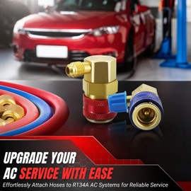 Flexzion Car AC R134a Quick Connectors System Port Adapters Couplers Low High Set Conversion Kit for HVAC Auto Air Conditioning with Manifold Hose Gauge