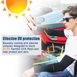 Bacophy 3 Pairs Arm Sleeves UV Protection Cooling Sleeves Women Men Arm Cover