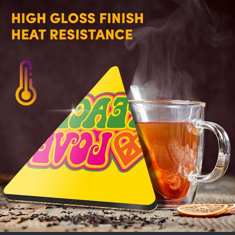 1 x Triangle Coaster - Peace Love Hippy VW Camper