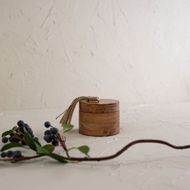 Foreside Home & Garden Natural Acacia Wood & Jute Salt Cellar