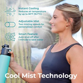 ExtremeMIST - GoMist Misting & Drinking Bottle - Personal Mister - Cooling Water Flask with Easy-Drink Spout - Stainless-Steel Double Wall Insulation - Portable Misting- Marine Teal - 25oz/750ml