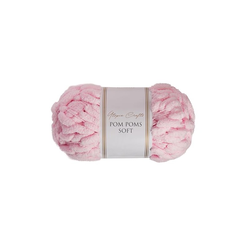 Utopia Crafts Pom Pom Soft Yarn 200g (Baby Pink)