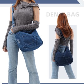 Syrads Denim Shoulder Bags Crossbody Purse Denim Tote Bag Hobo Bags Women Shoulder Crossbody Bag Handbag Purses,Light Blue