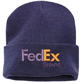ALLNTRENDS FedEx Ground Beanie Embroidered Skull Cap Cuff Winter Adjustable Hat Navy (Purple Orange Print)