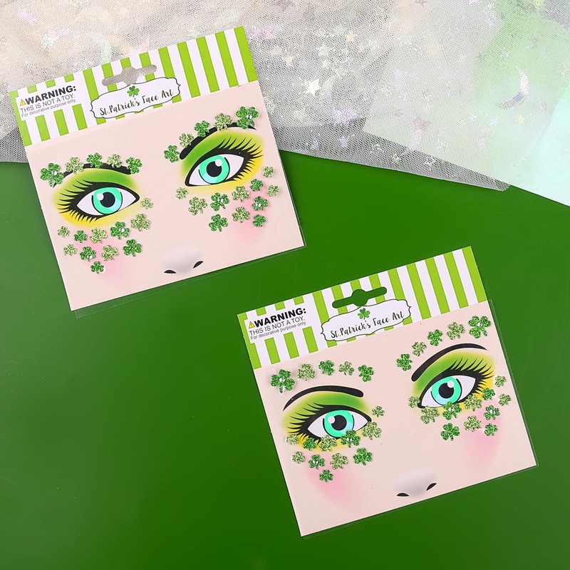 Doneace Shamrock Glitter Face Tattoo Jewelry St. Patrick's Day Celebration